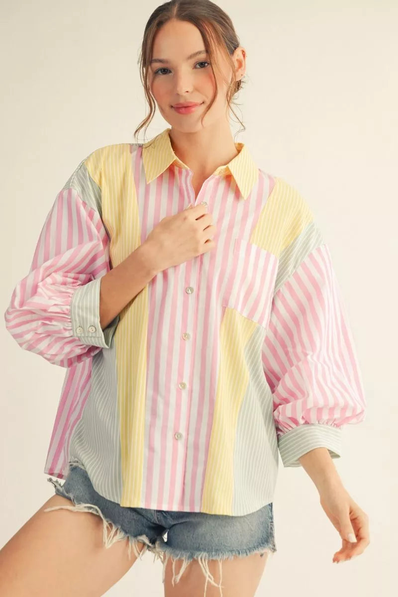 Curvy Stripe Remix Blouse