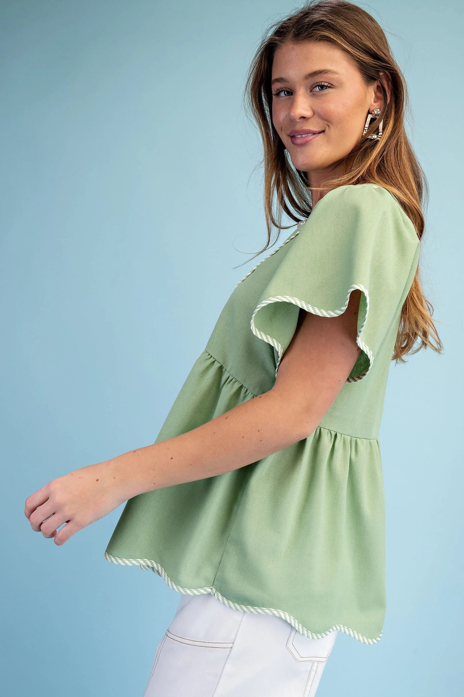 Green Apple Babydoll Top