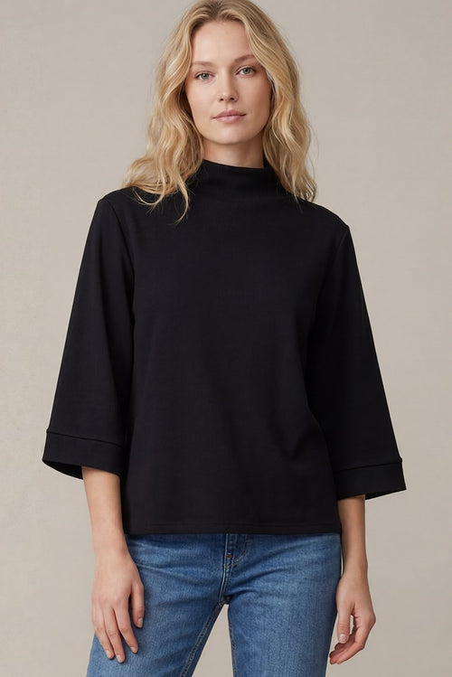 3/4 Sleeve Knit Mock Neck Top