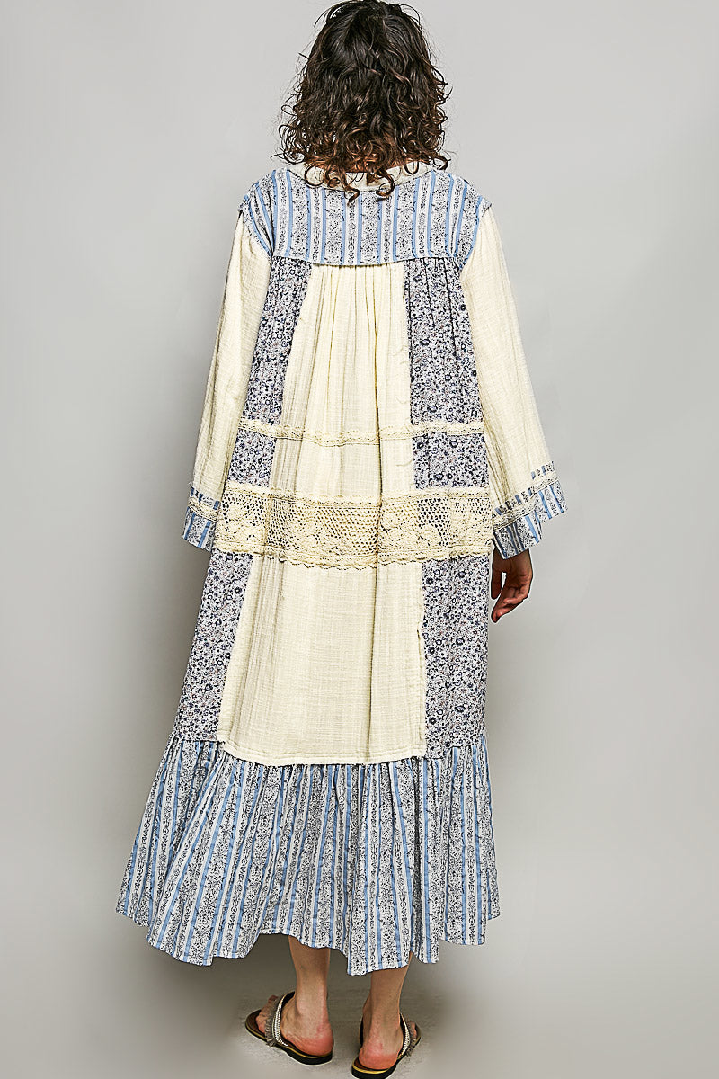 Indigo Prairie Patchwork Dress