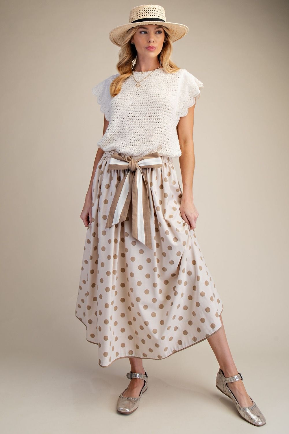 Polka Dot Midi Skirt