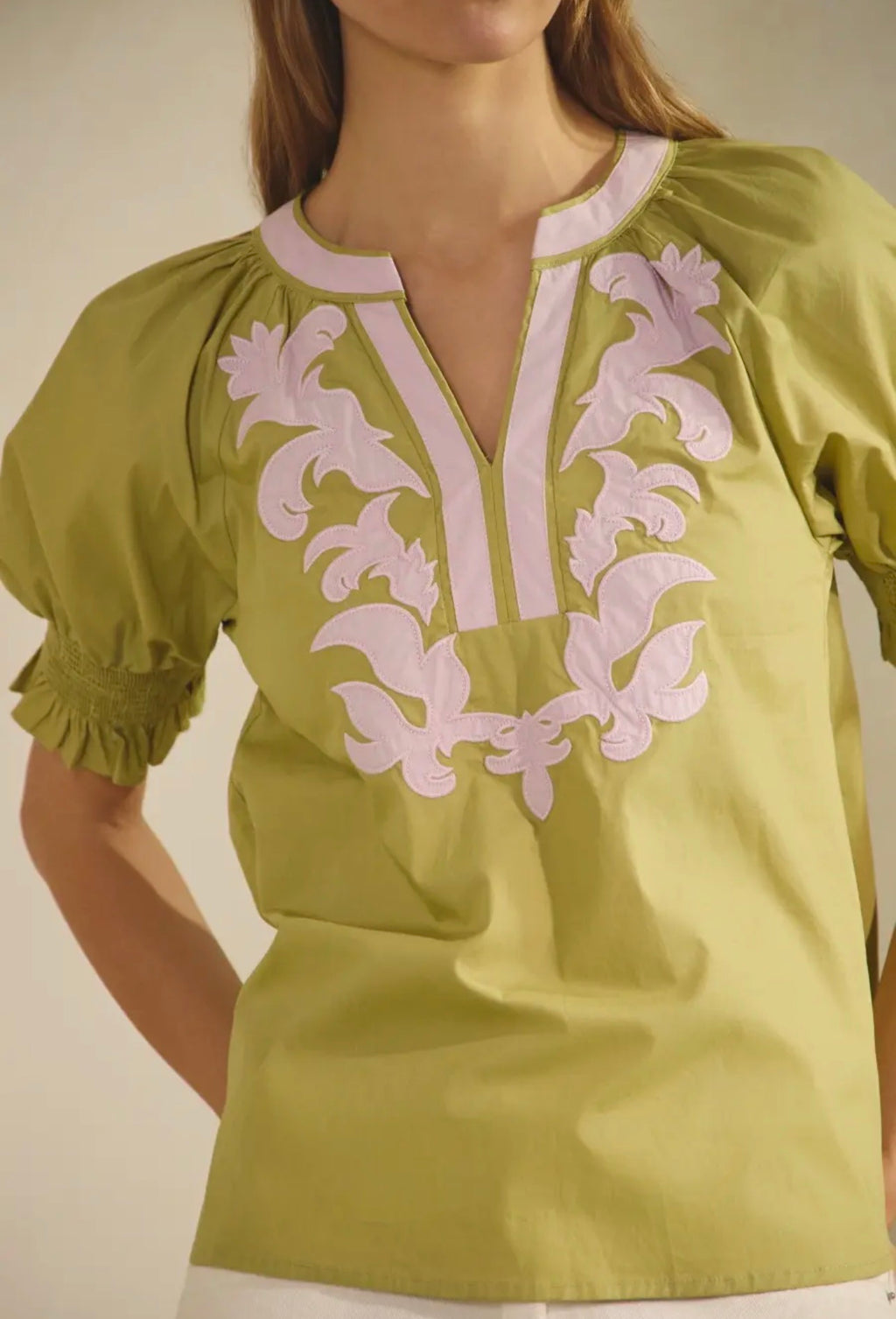 Chartreuse Embroidered Tunic