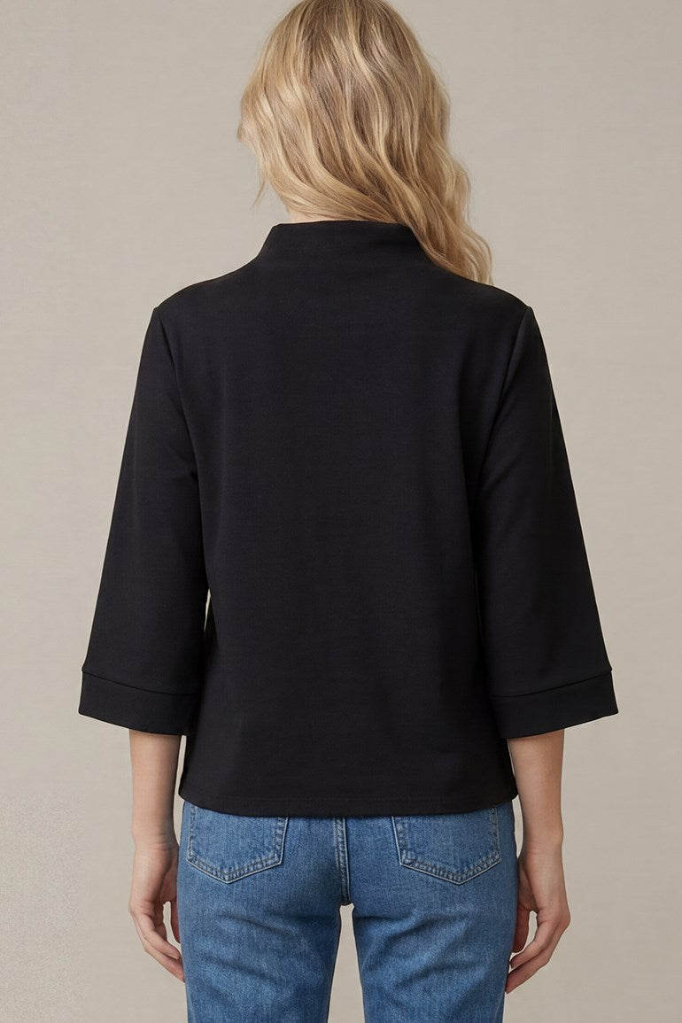 3/4 Sleeve Knit Mock Neck Top