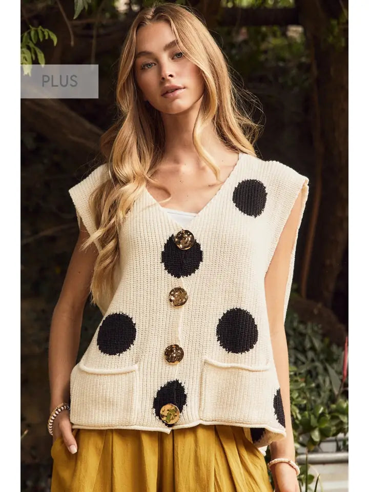 Curvy Polka Dot Sweater Vest