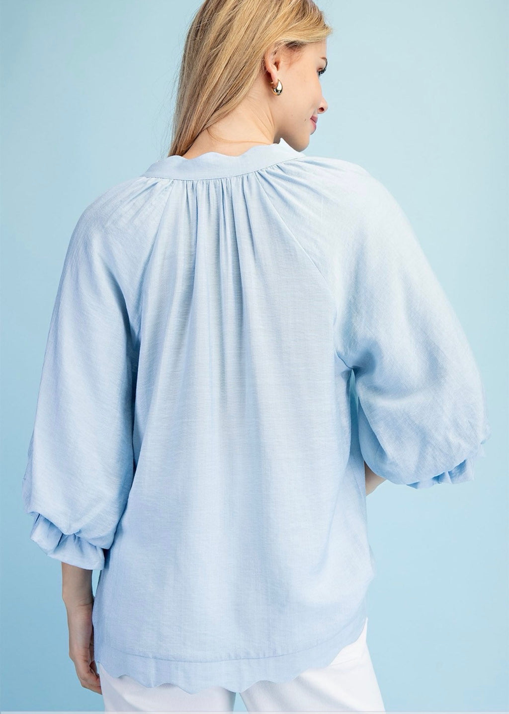 Shimmering Scalloped Blouse