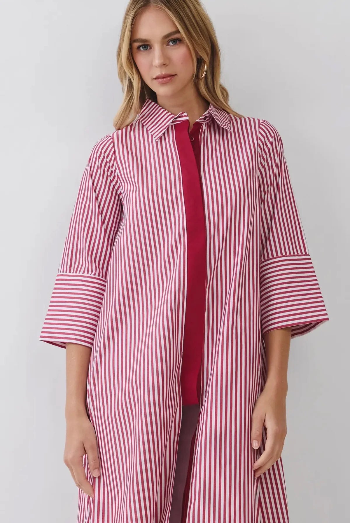 Crimson Striped Maxi Dress
