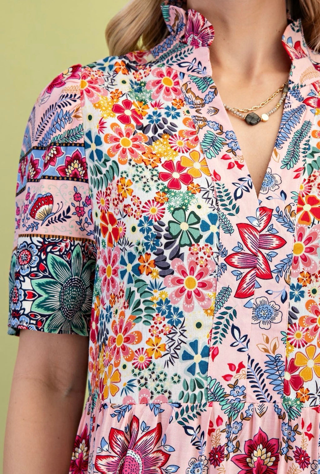 Mosaic Bloom Tiered Dress