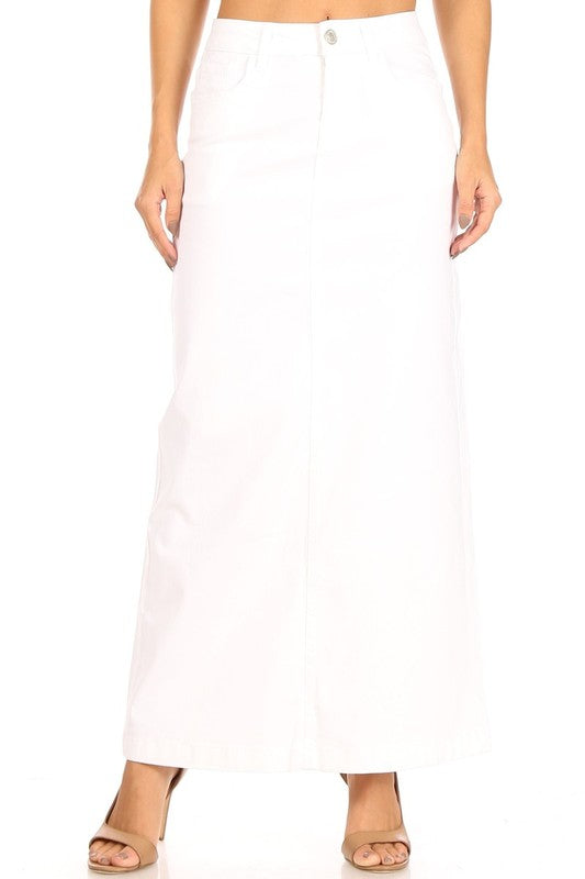 Long White Denim Skirt