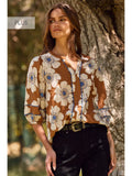 Curvy Golden Meadow Floral Top