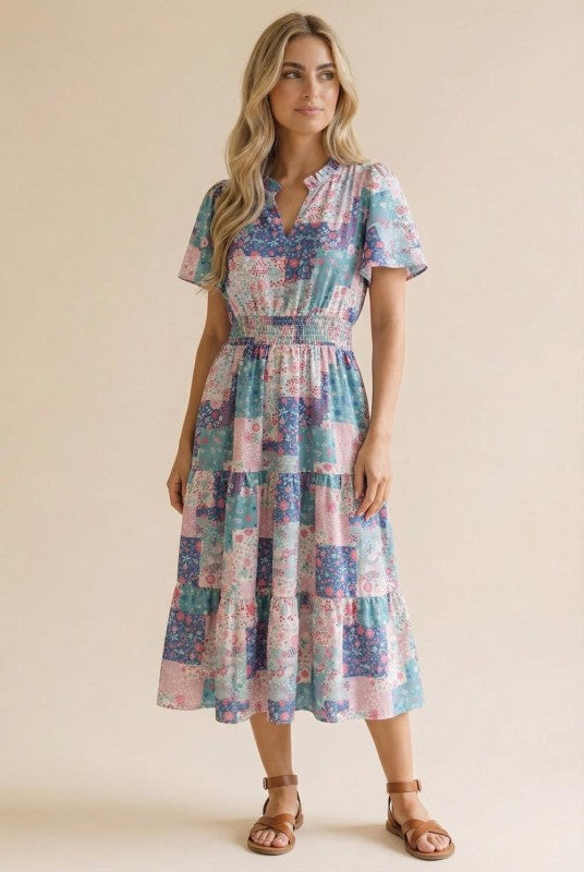 Curvy Mosaic Patchwork Maxi Dress