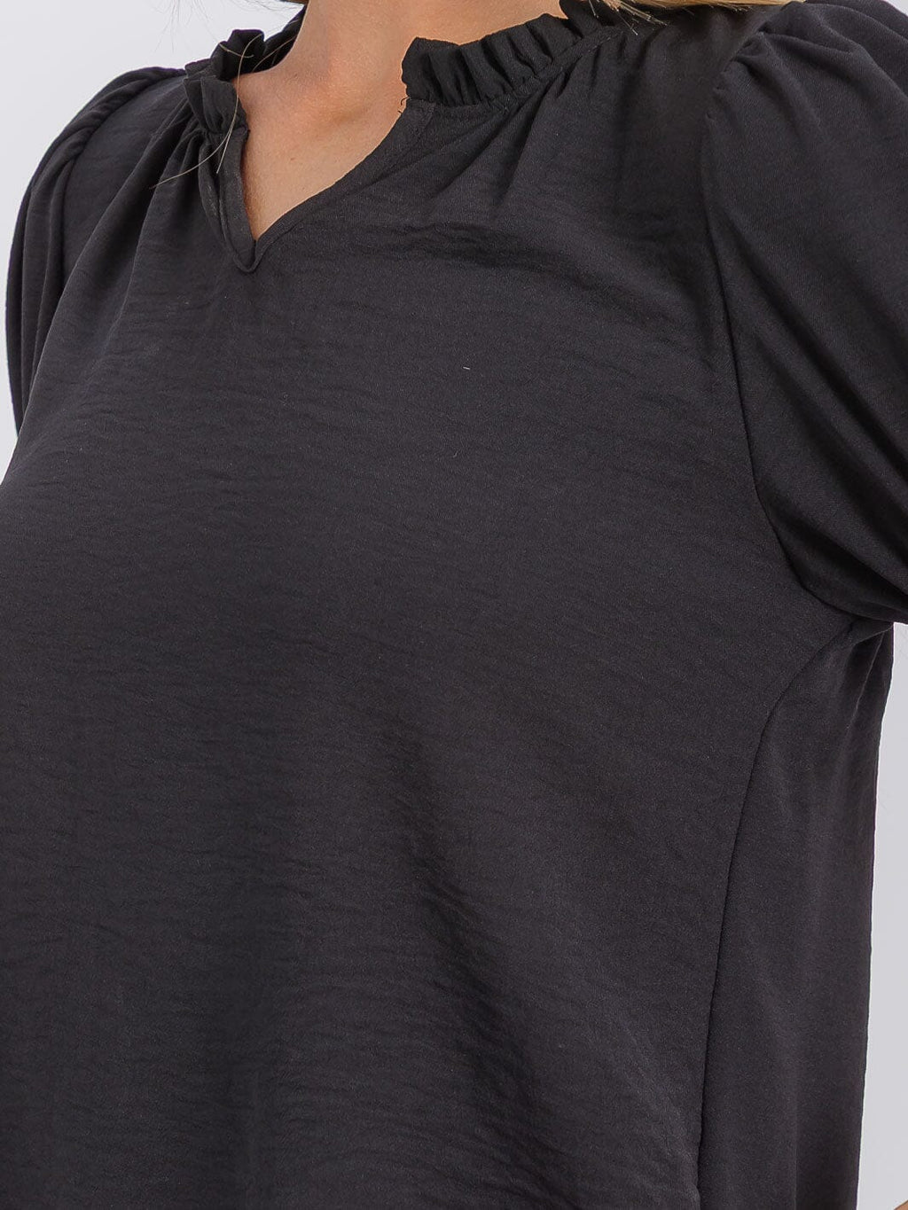 Solid Color Puff Sleeve Top