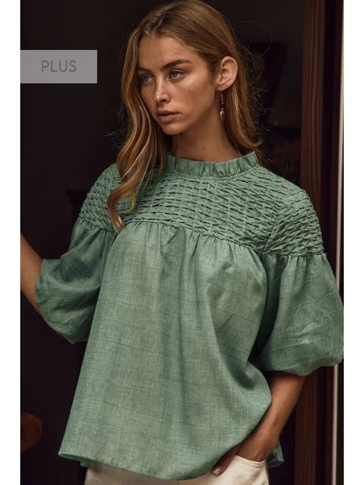 Curvy Bubble Sleeve Blouse