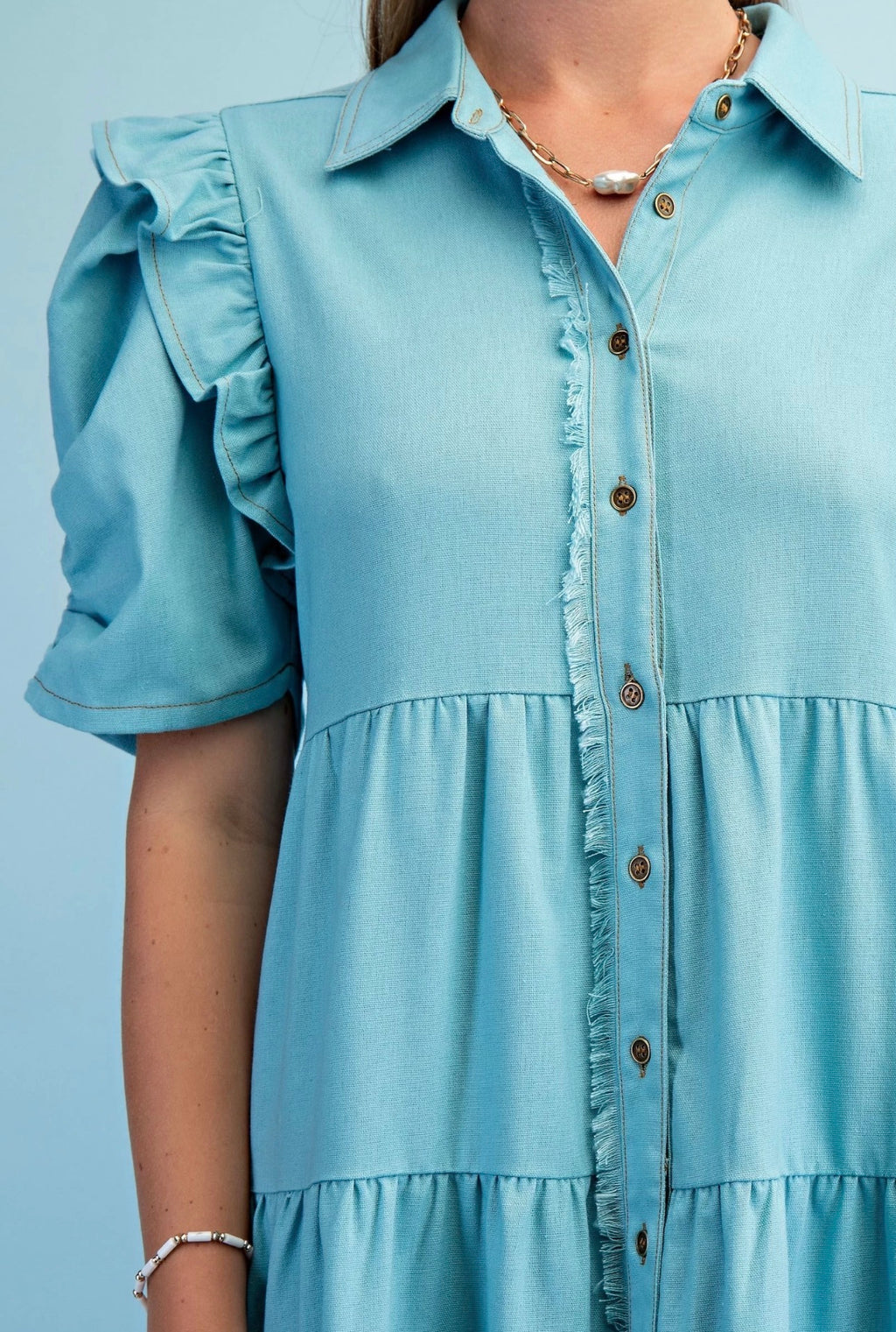 Frayed Hem Shirtdress