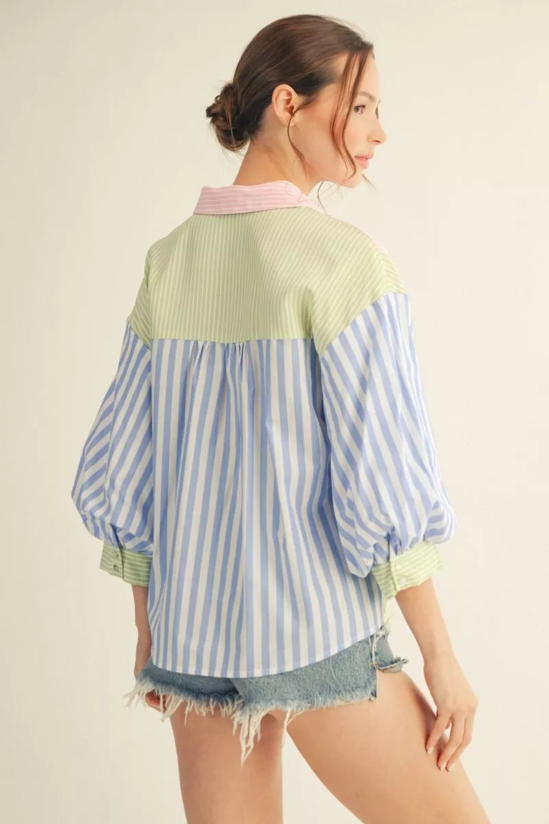 Curvy Stripe Remix Blouse