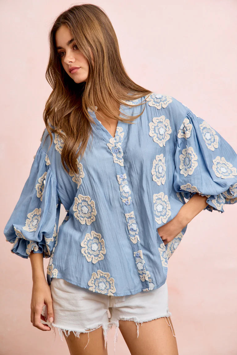 3D Flower Patch Blouse