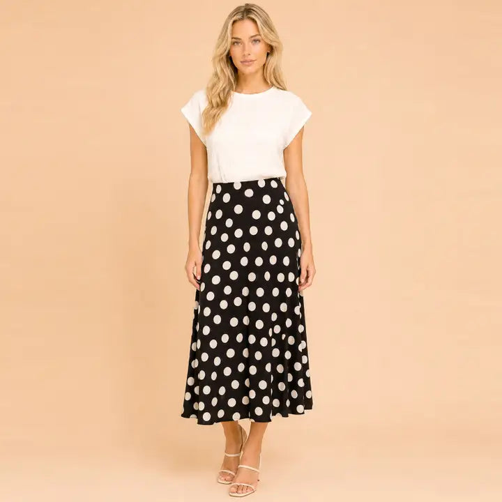 Polk Dot Midi Skirt
