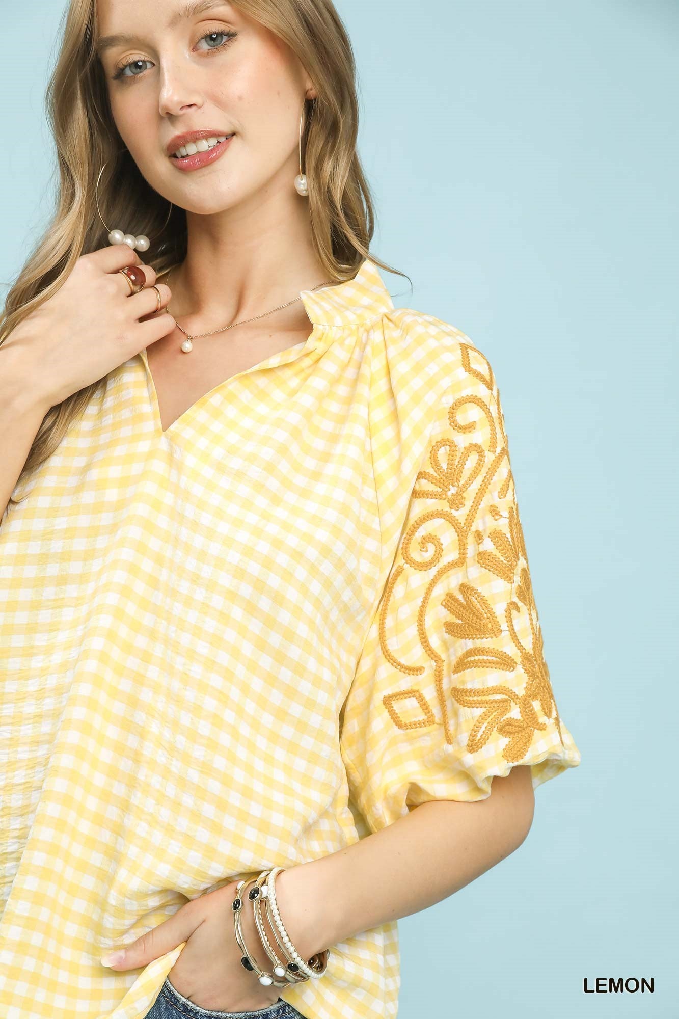 Gingham Lemongrass Top
