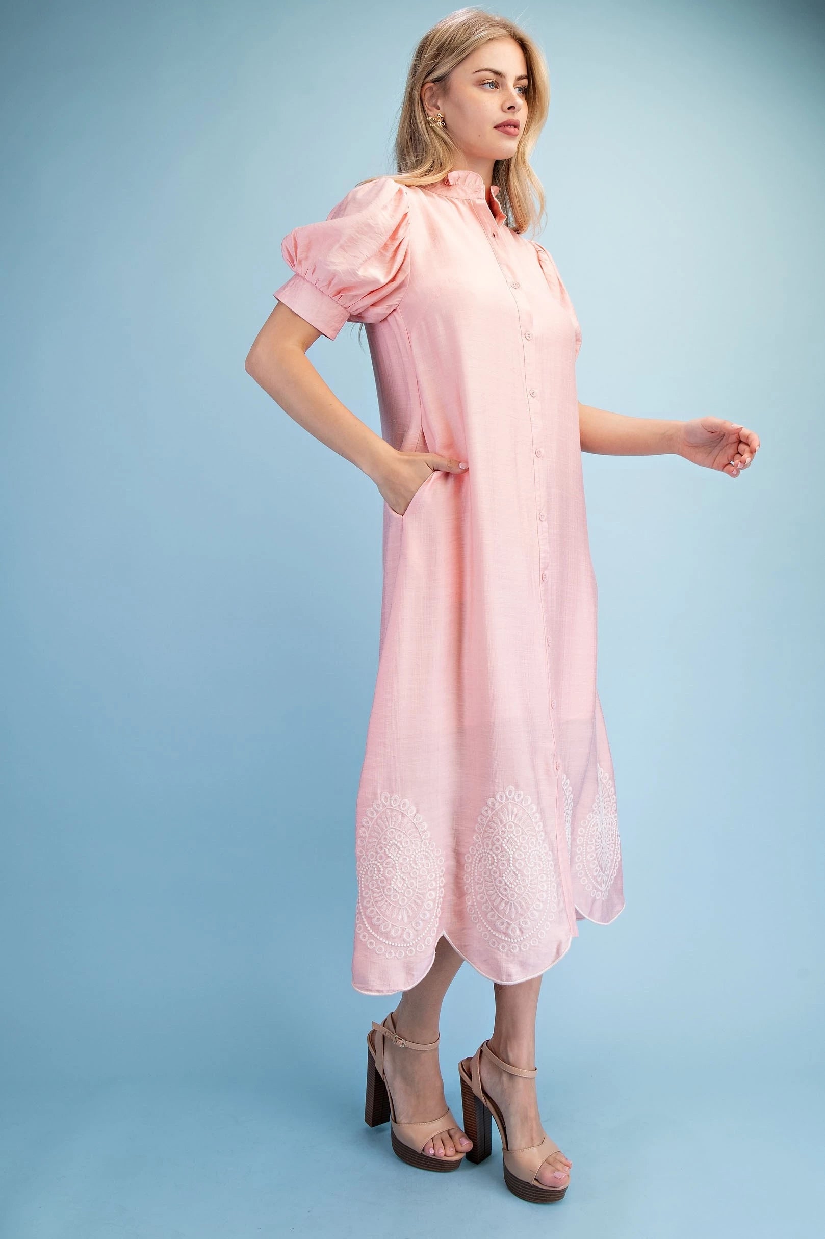 Embroidered Shirt Dress