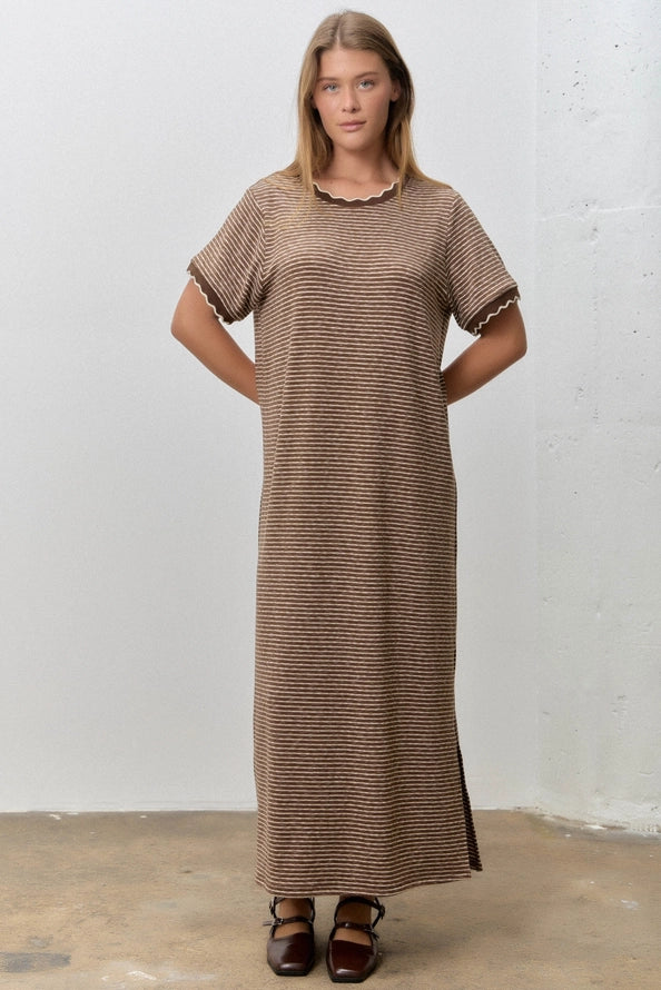 Curvy Striped Knit Midi Dress