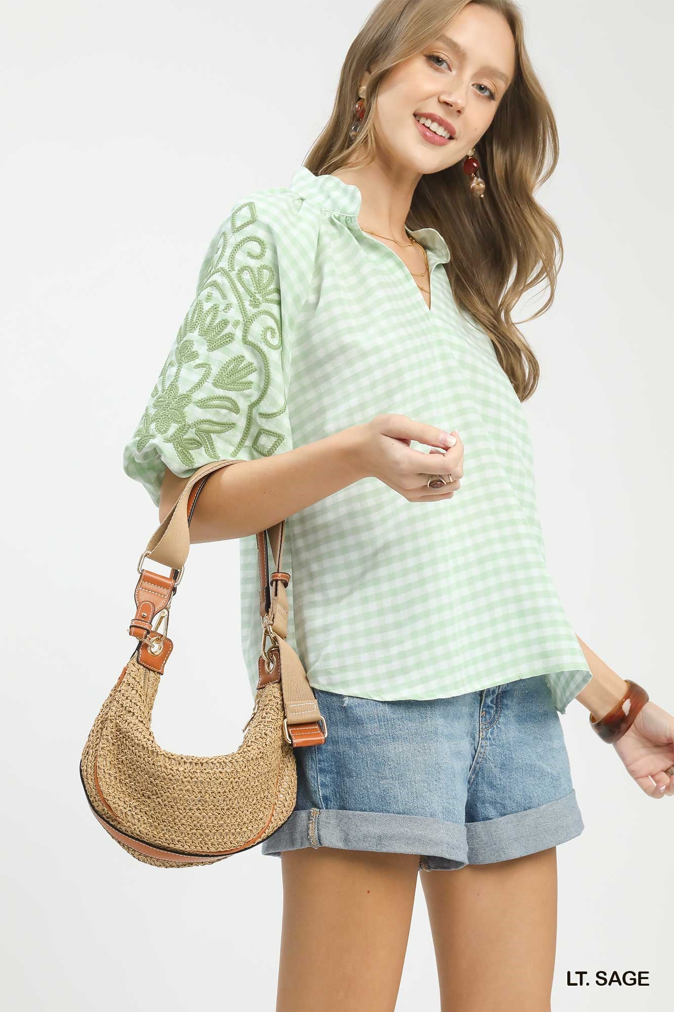 Sage Gingham Blouse