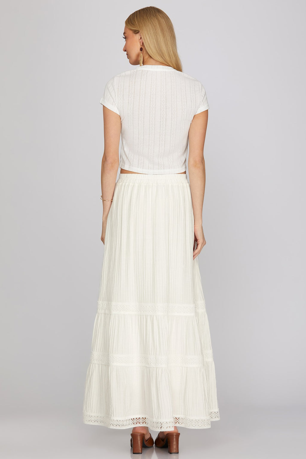Woven Tiered White Maxi
