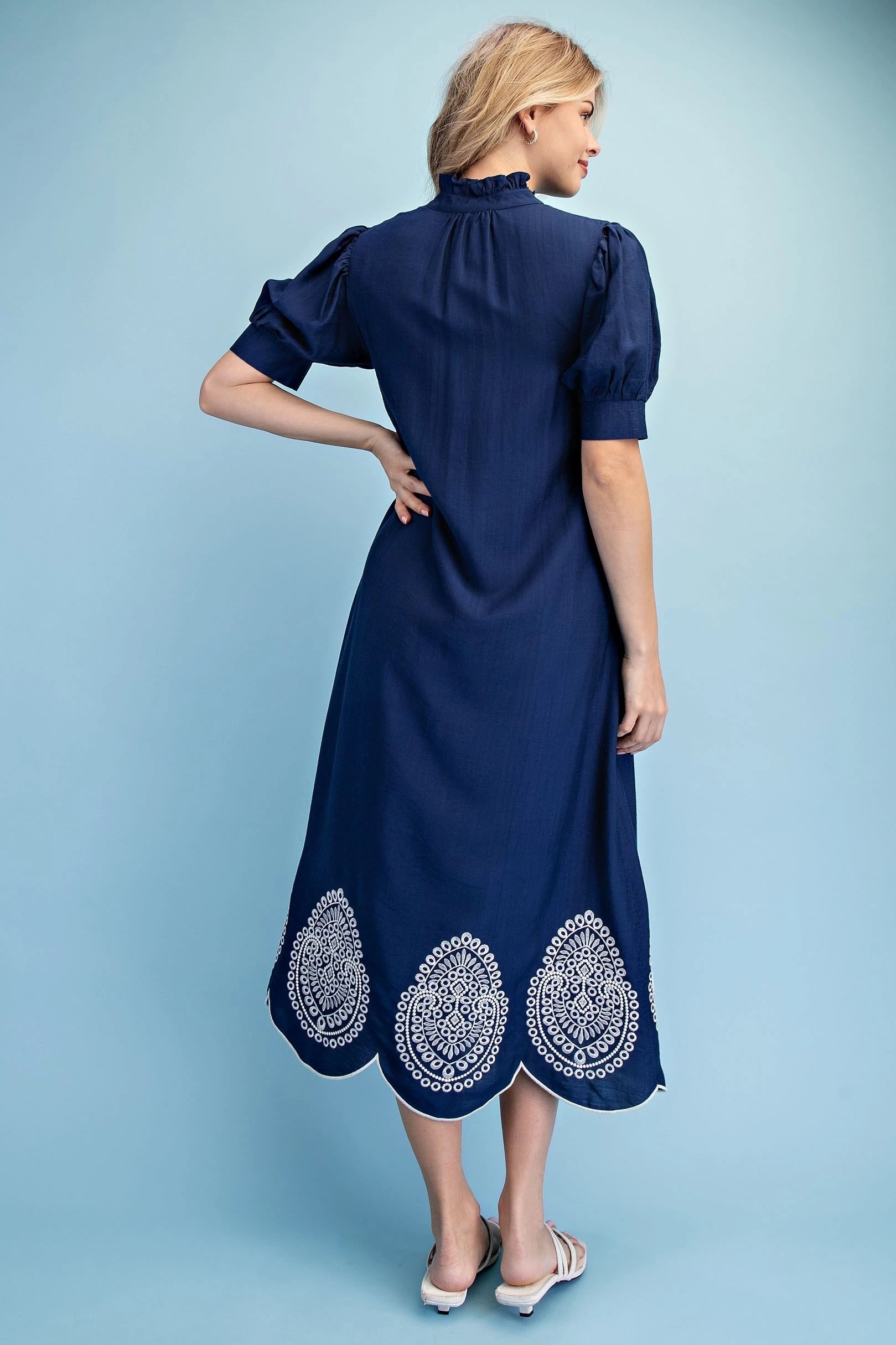 Embroidered Shirt Dress