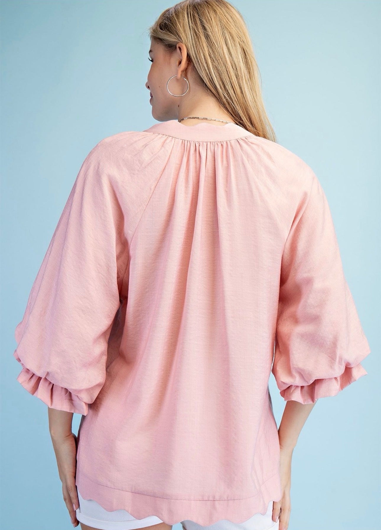Shimmering Scalloped Blouse