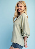 Shimmering Scalloped Blouse