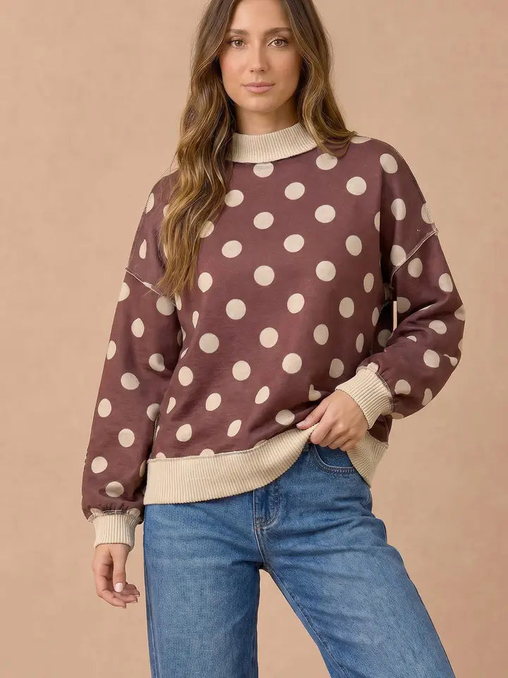 Polka Dot Pullover Sweatshirt