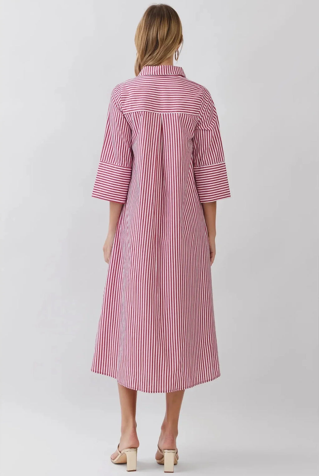 Crimson Striped Maxi Dress
