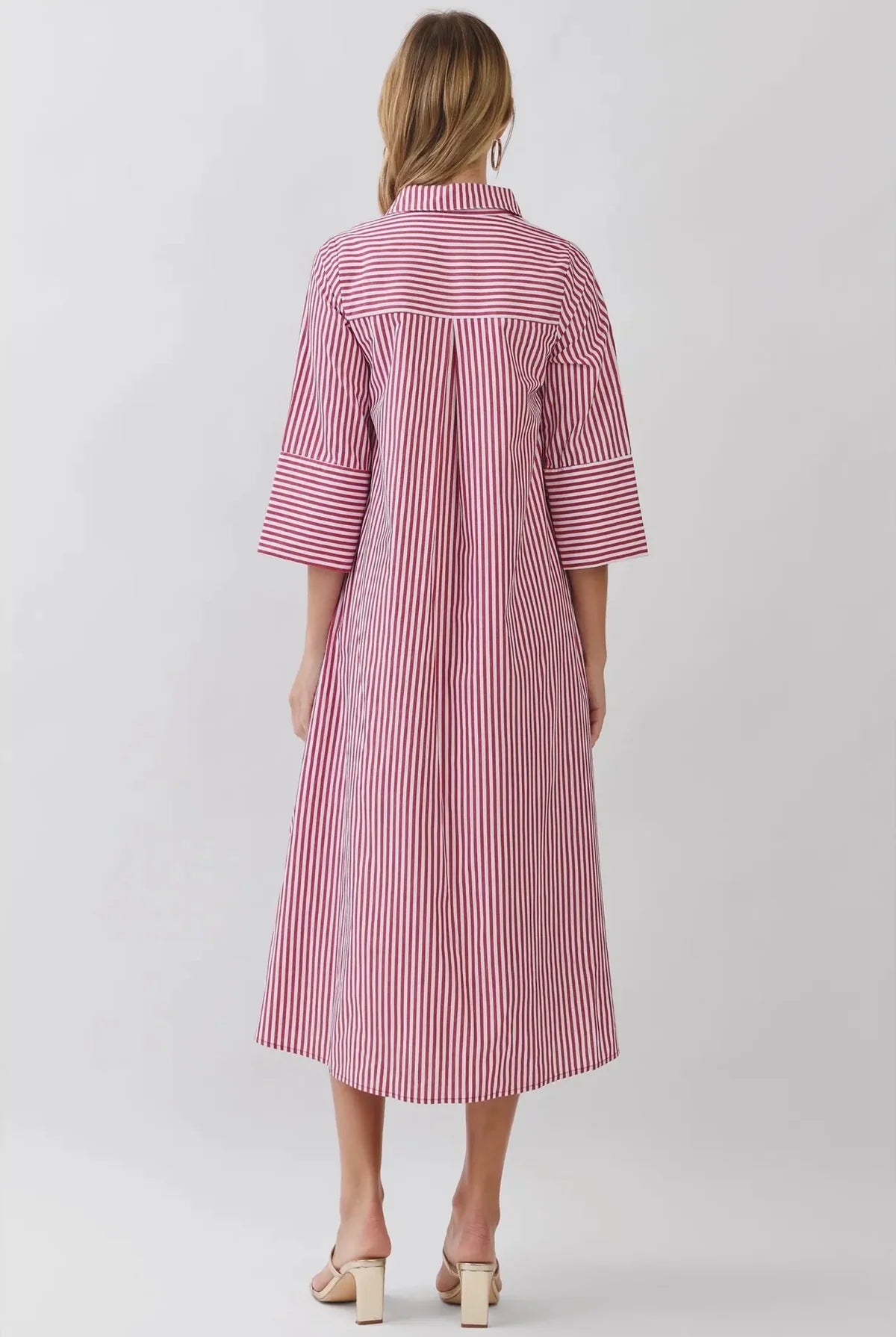 Crimson Striped Maxi Dress