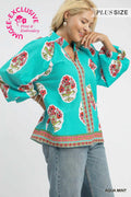 Mint Medallion Print Top
