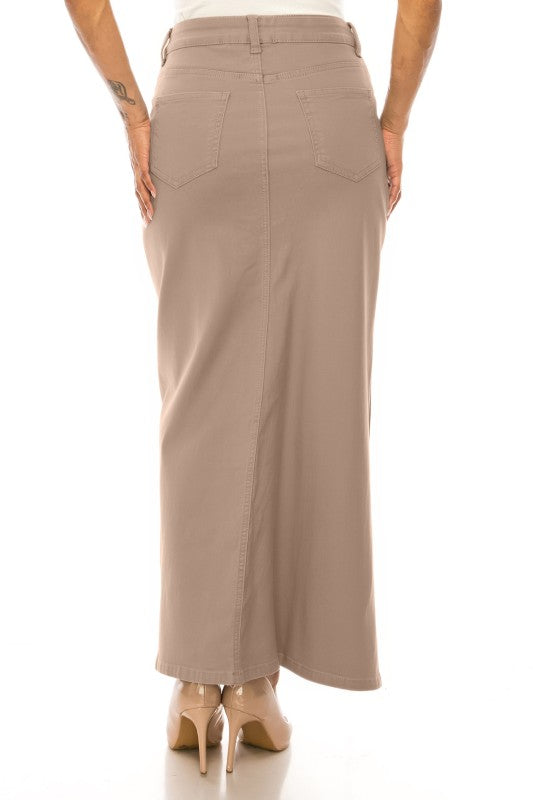 Long Sandstone Denim Skirt
