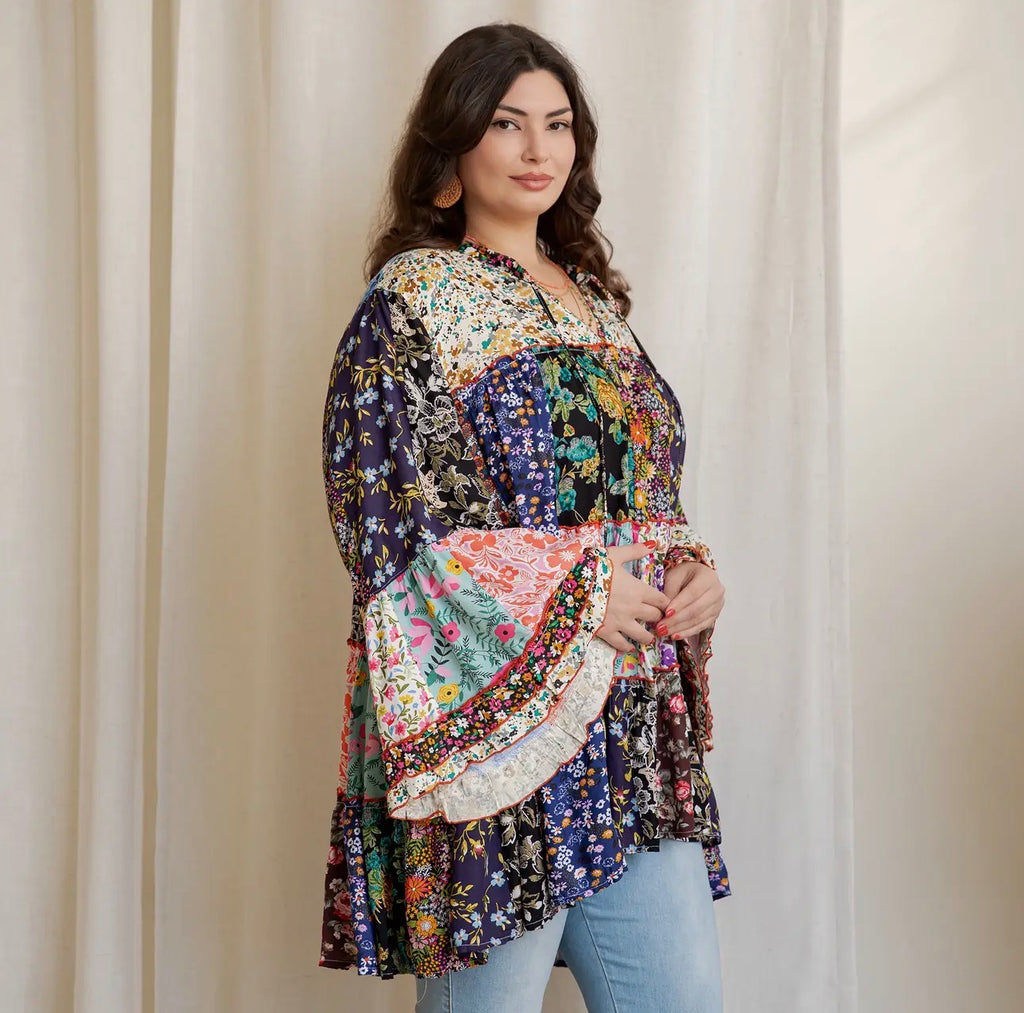 Curvy Boho Tiered Blouse