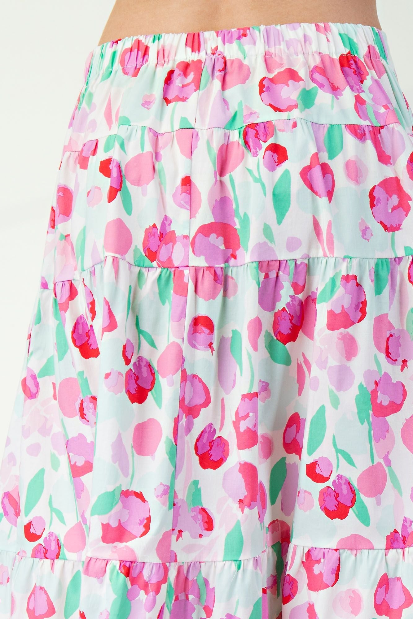 Watercolor Printed Tiered Skirt
