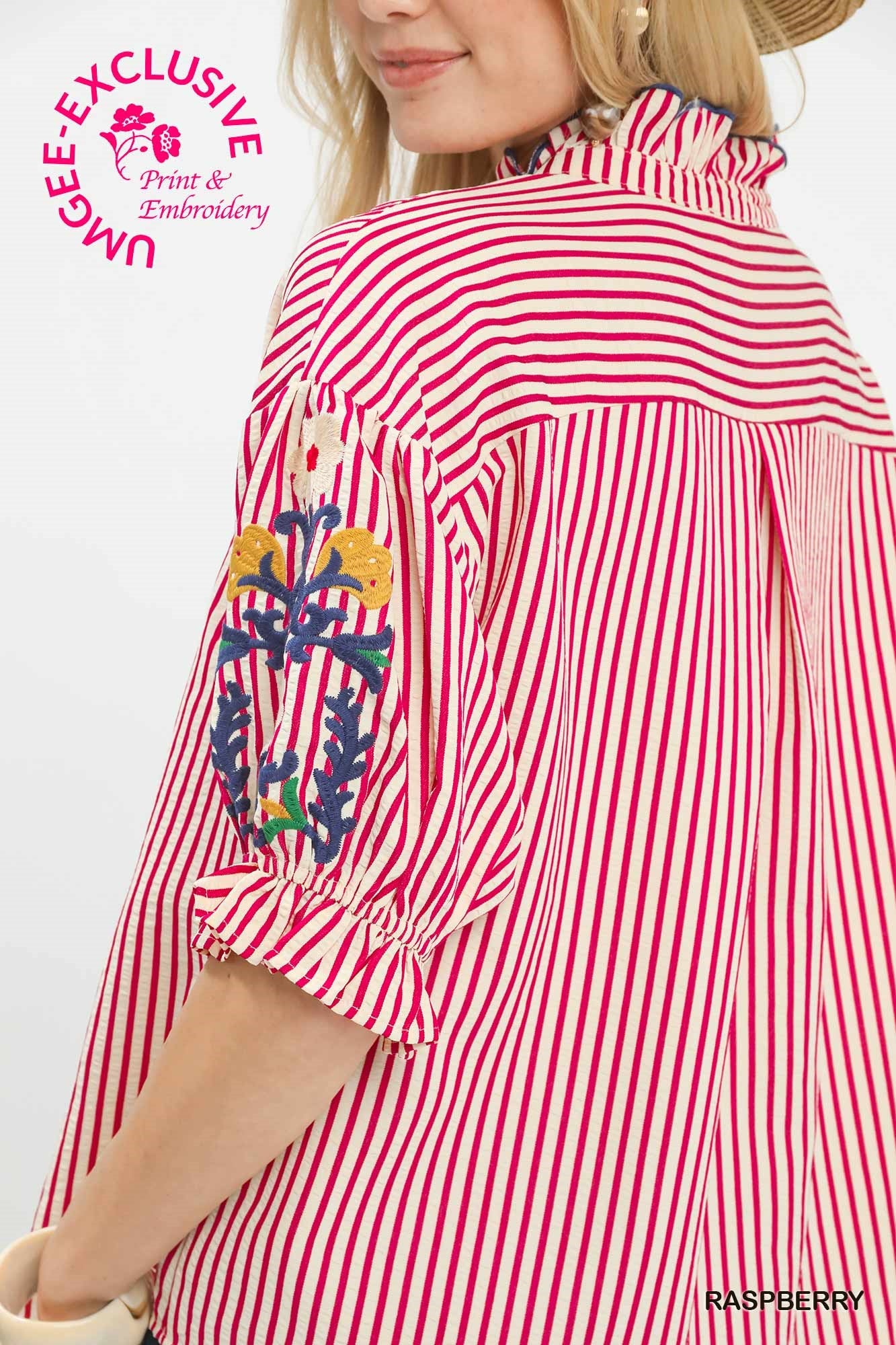 Raspberry Garden Ruffle Top