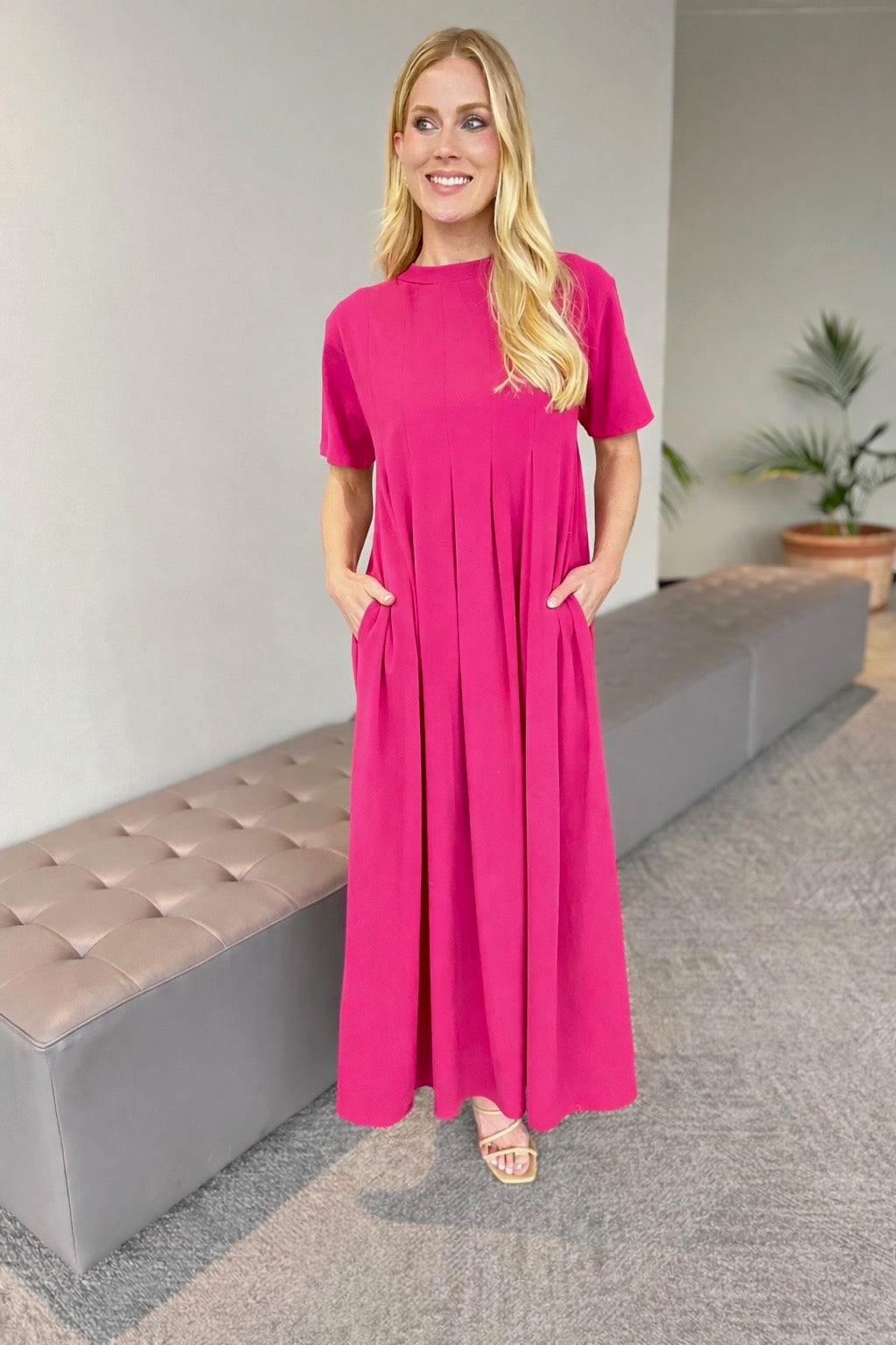 Pleated T-shirt Dress