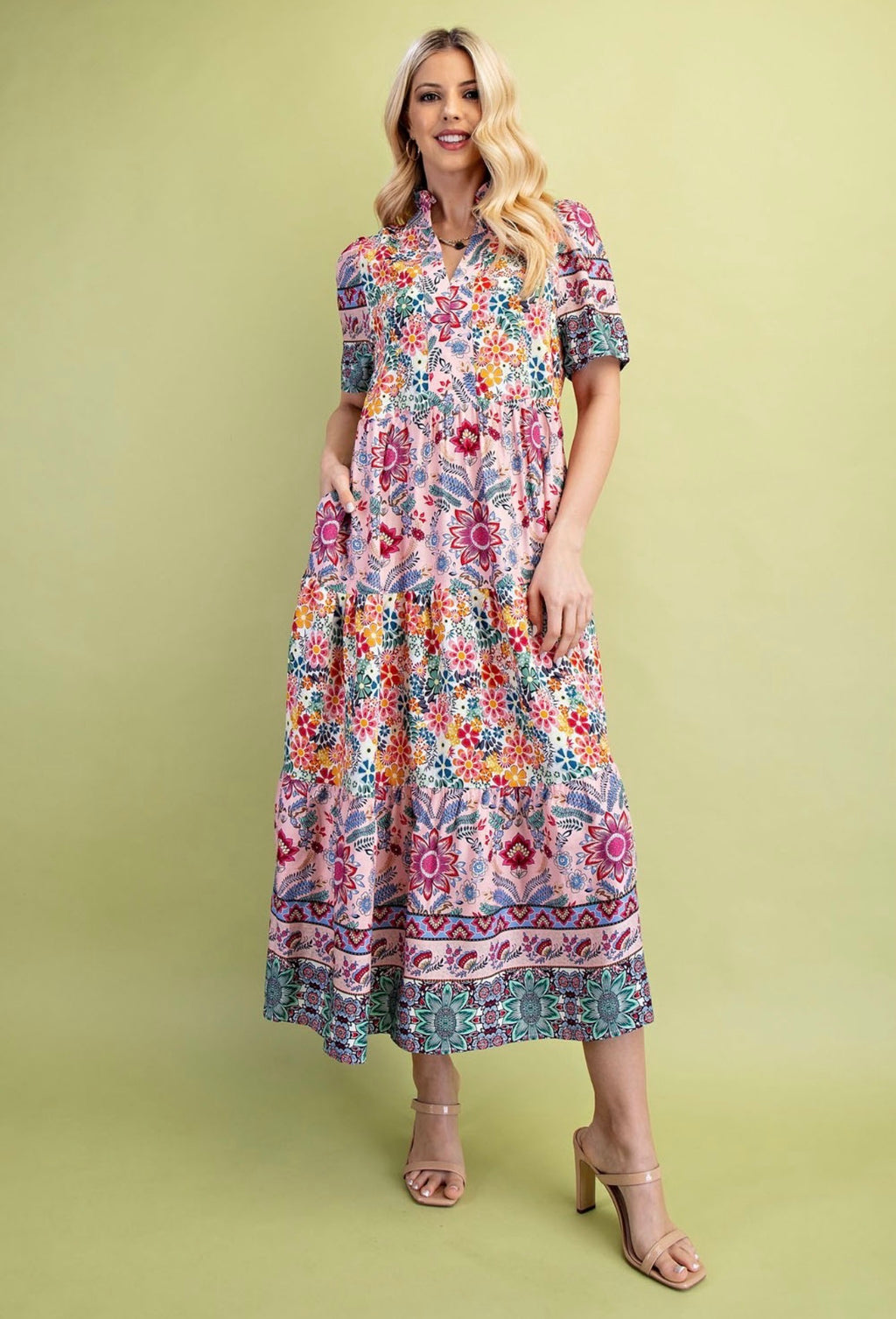 Mosaic Bloom Tiered Dress