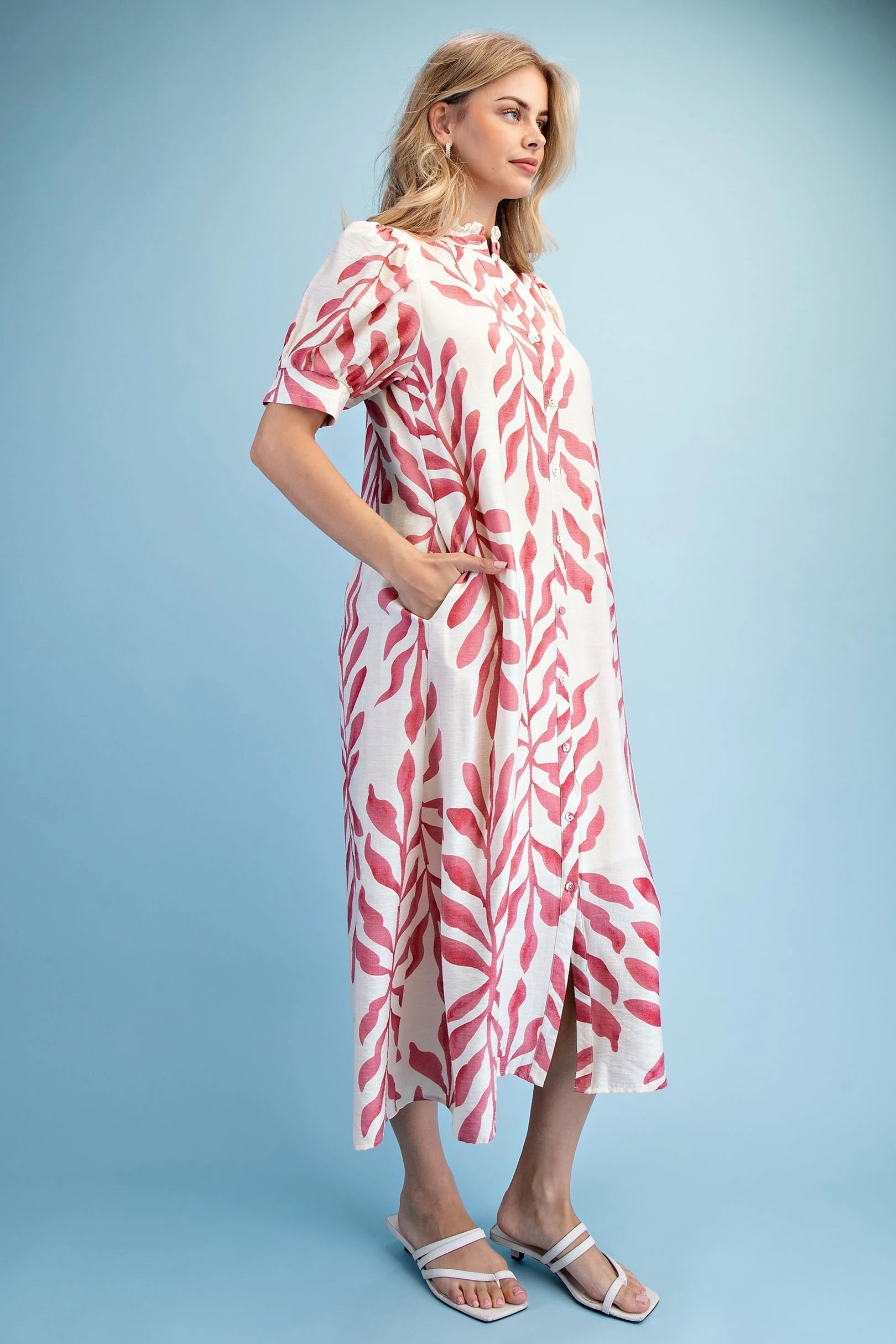 Botanical Leaf Midi Dress