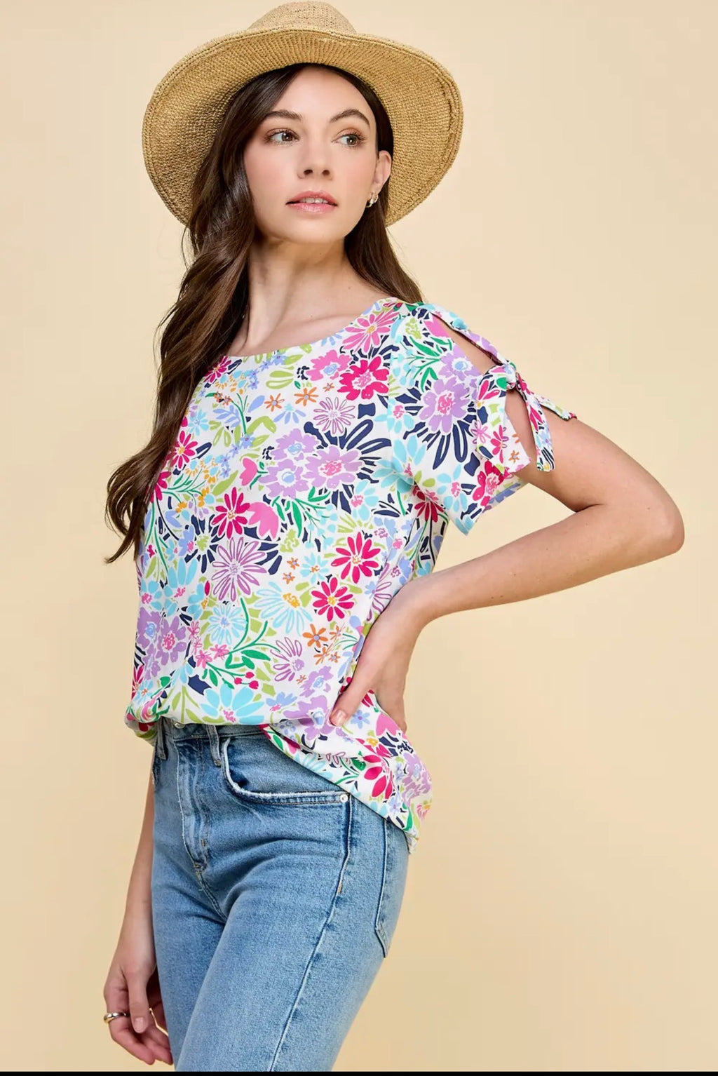 Floral Fiesta Tie-Sleeve Tee