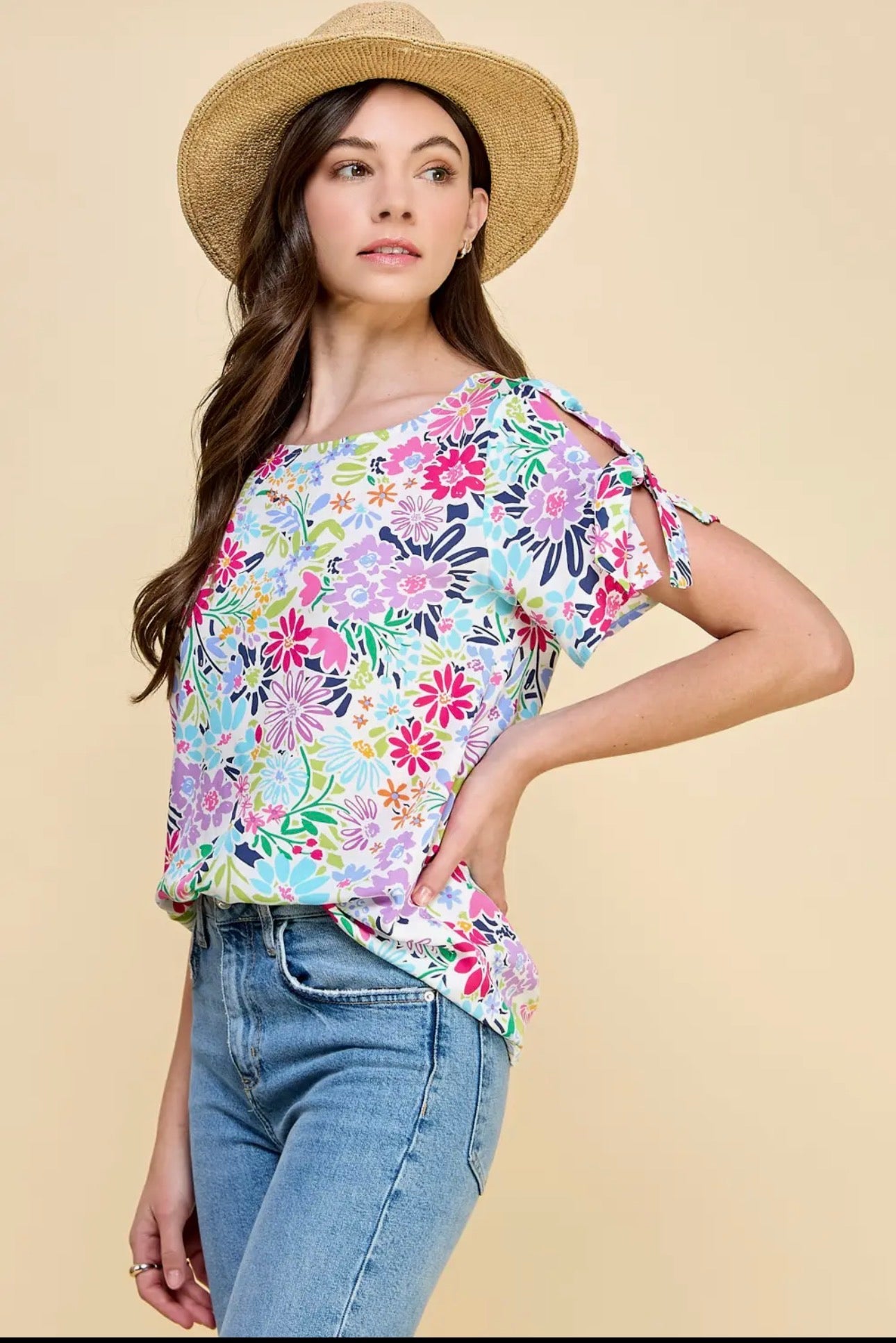 Floral Fiesta Tie-Sleeve Tee