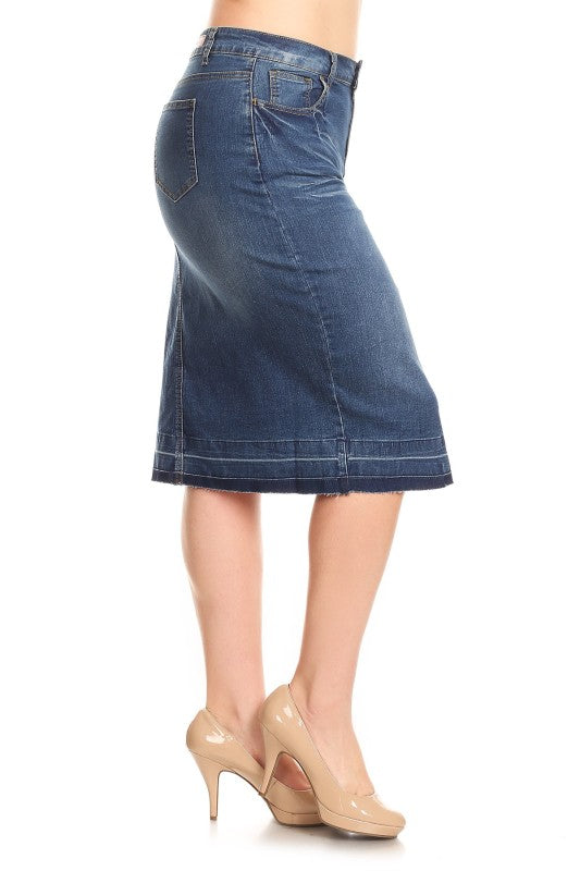 Curvy Indigo Wash denim skirt