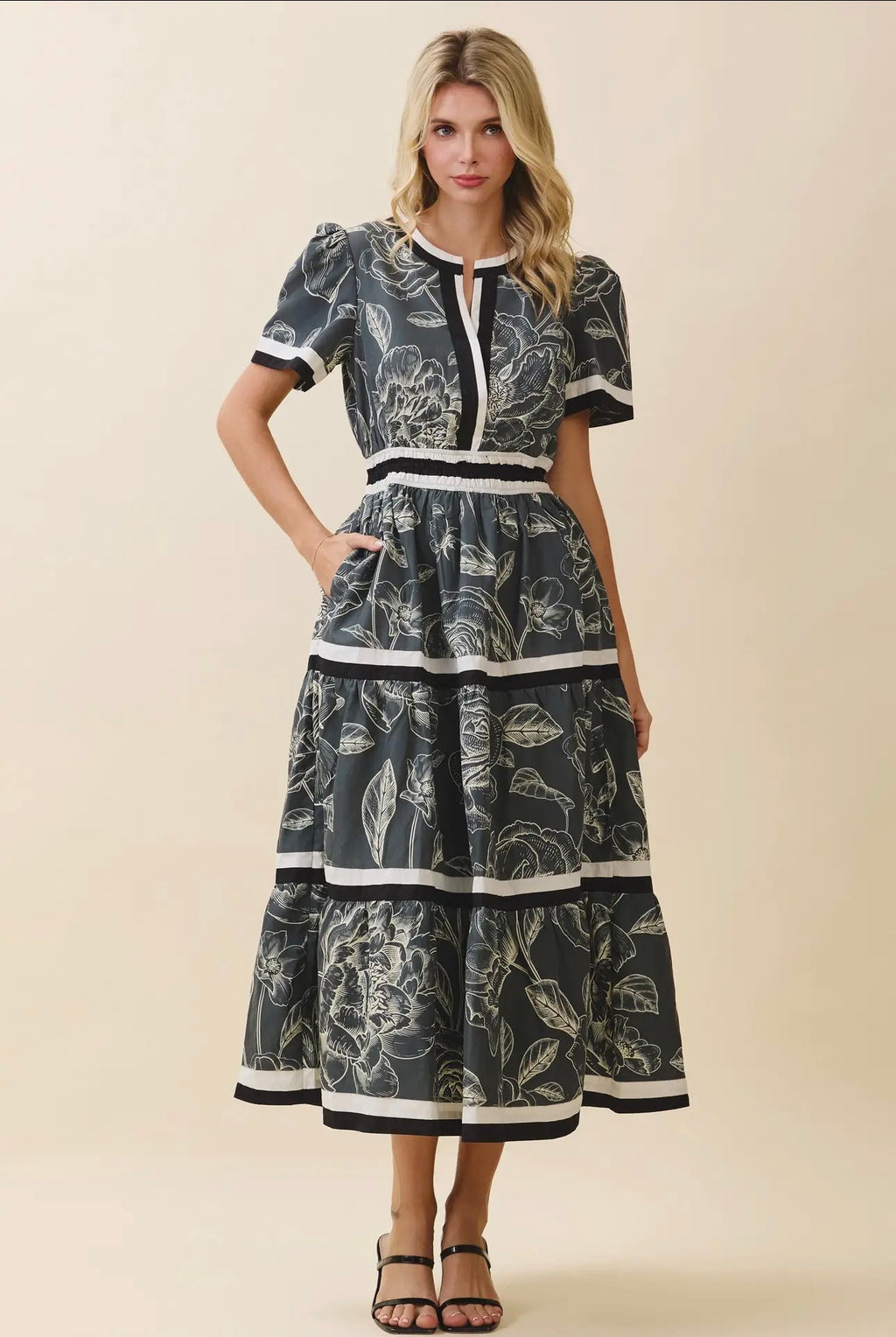 Black Rose Smocked Dress