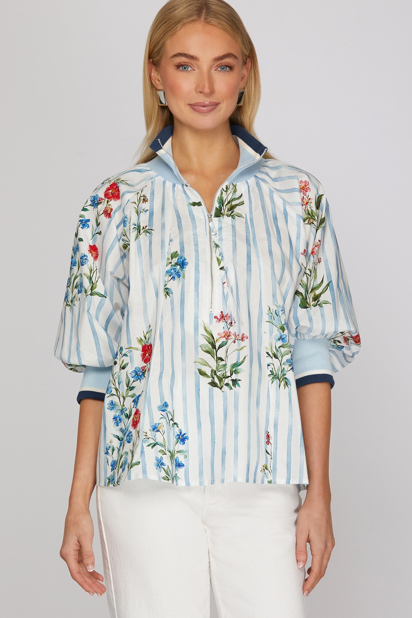 Garden Party Half-Zip Blouse