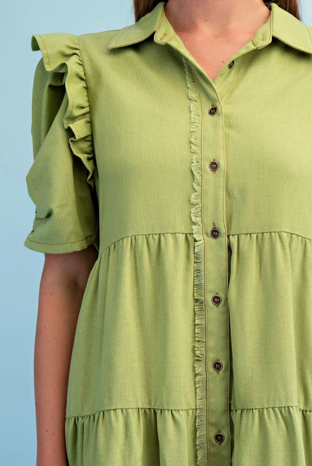 Frayed Hem Shirtdress