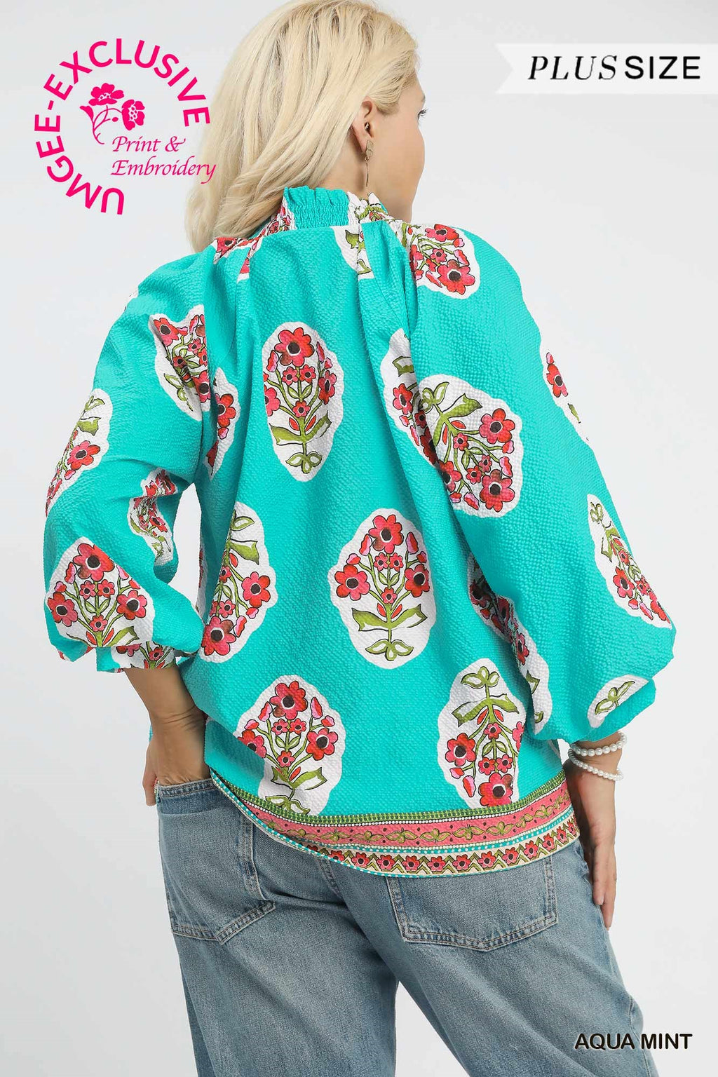 Mint Medallion Print Top