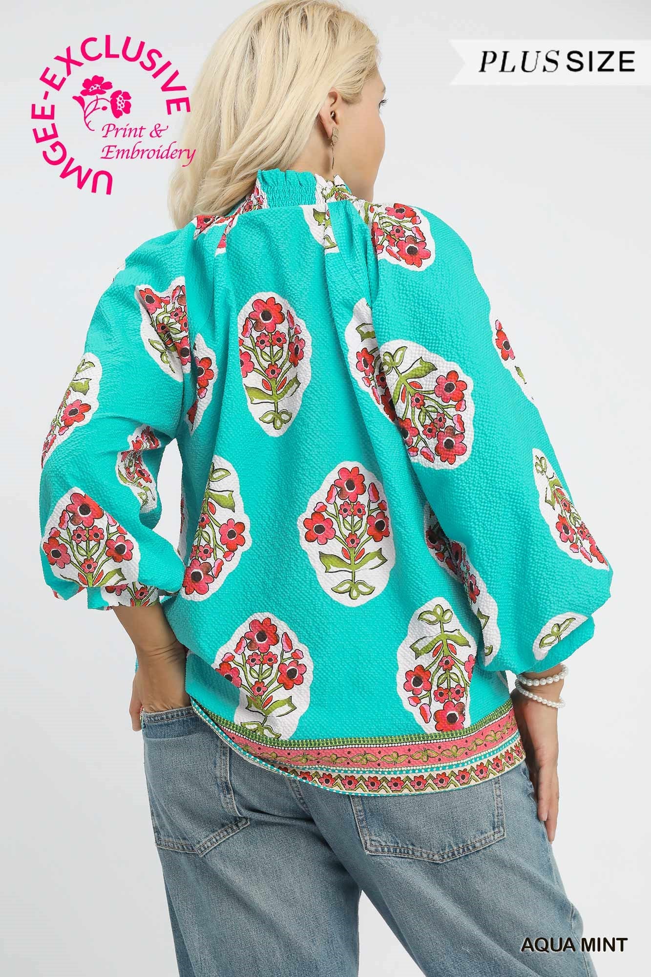 Mint Medallion Print Top