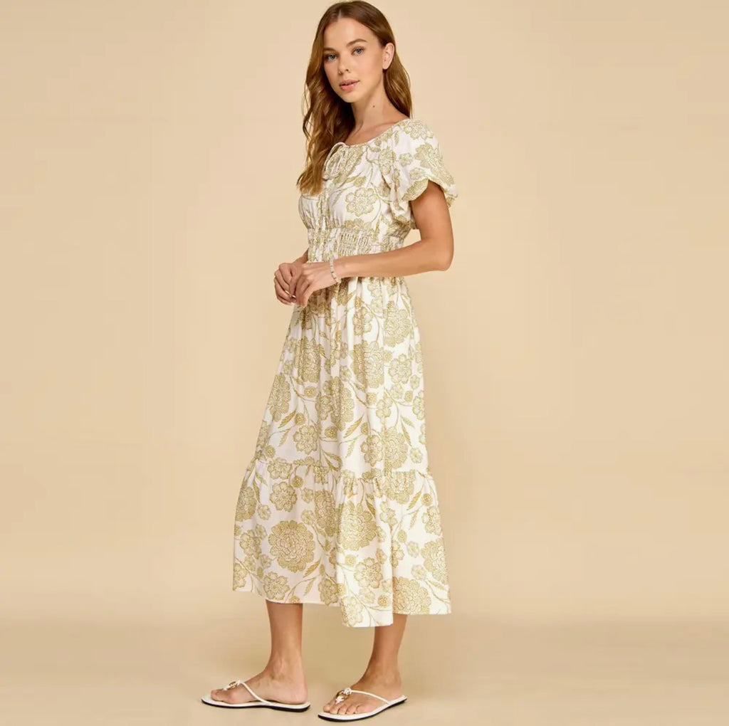 Magnolia Smocked Floral Midi