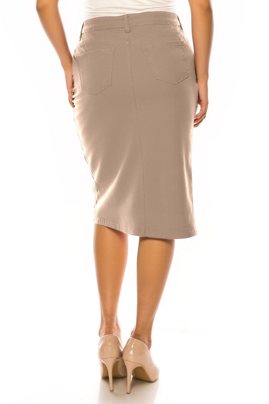 Curvy Sandstone Denim Skirt
