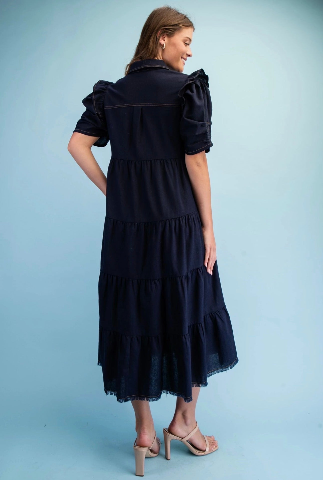 Frayed Hem Shirtdress